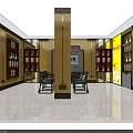 Luxury Wine Boutique Interior With Marble Reception Counter Wine Shelves And Displayed Bottles