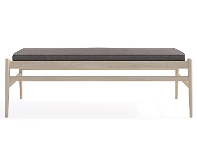 Modern Style Sofa Bench With Light Wooden Frame And Gray Cushion 3d model