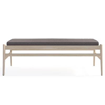 Modern Style Sofa Bench With Light Wooden Frame And Gray Cushion 3d model