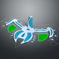 Cartoon Scene With Colorful Blue Green Geometric Shapes And Abstract Patterns