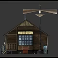 Rustic Wooden House With Colorful Roof Windmill Porch Windows And Wooden Stairs
