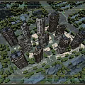 Aerial View Planning Of Urban Residential Area With High Rise Buildings Green Spaces And Roads