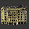European Style Multi Story Building With Gray Roof Stone Facade And Multiple Windows