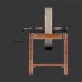 Traditional Electric Stone Mill Kitchen Appliance with Red Wooden Stand for Grinding Grains and Beans