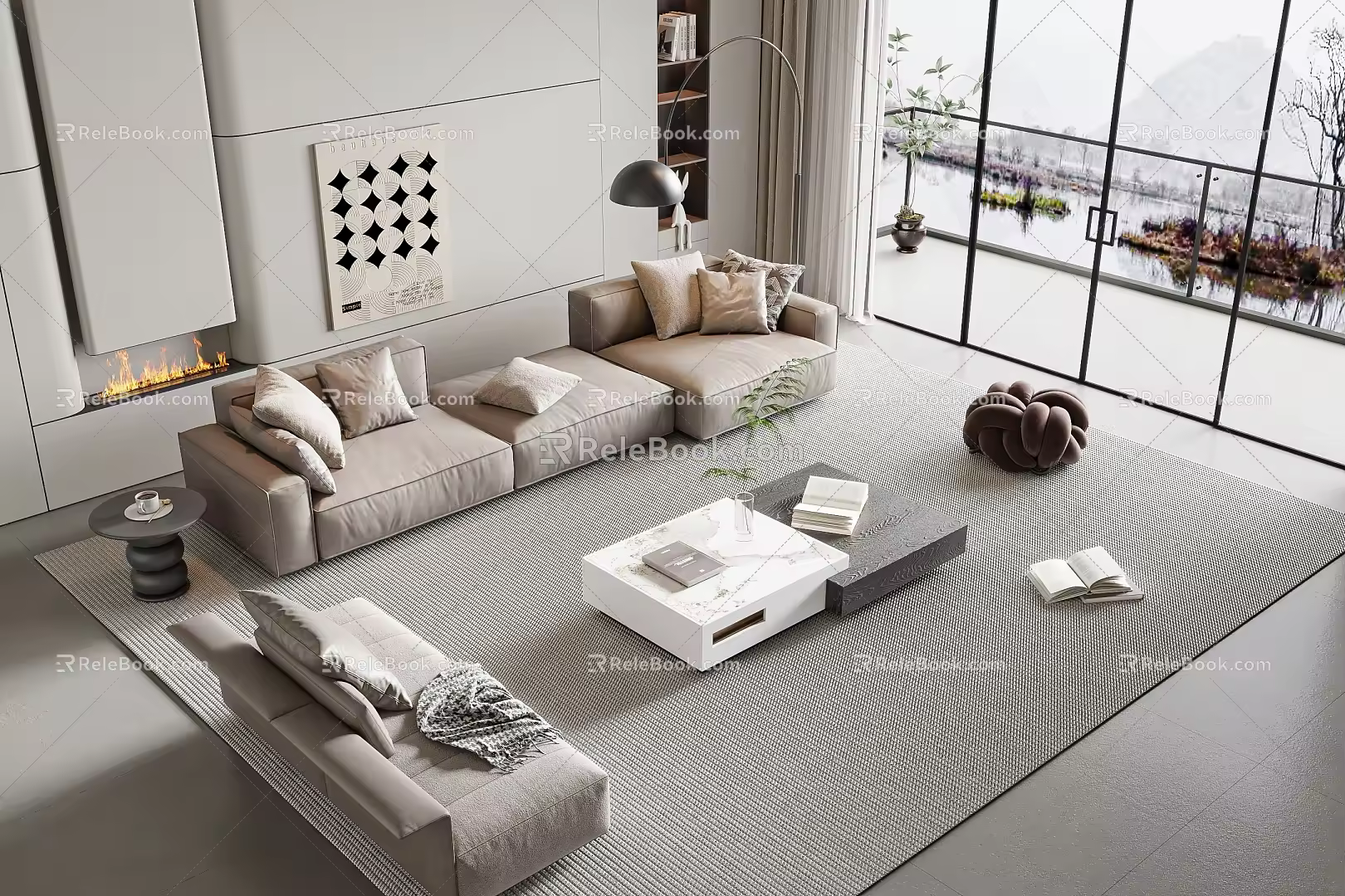 Modern sofa coffee table combination 3d model