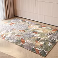 Square Rug With Floral Leaf Pattern For Wooden Floor Living Room Decor
