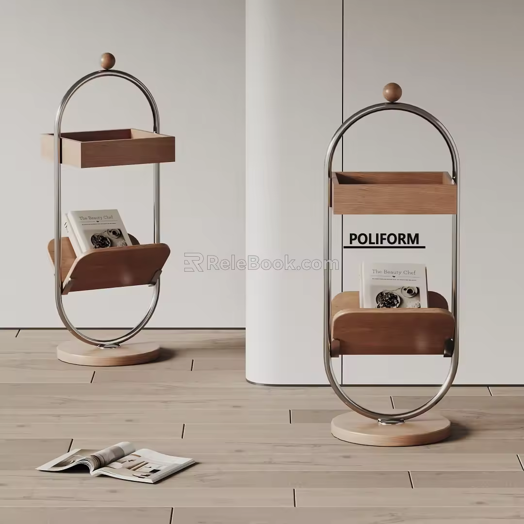 poliform Modern Side Table Solid Wood Side Table Bookshelf 3d model