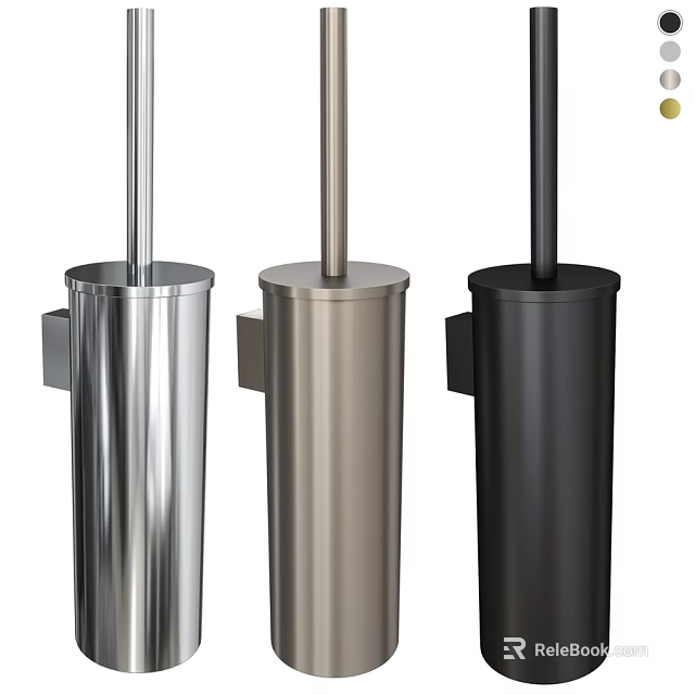 Washroom Daily Supplies Three Colors Metal Wall Mounted Toilet Brush Holders 3d model 