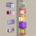 Colorful Cubes With Numbers Text And Bear Graphics On Wall 3d model