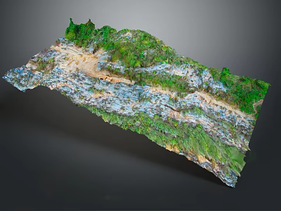 Terrain Model Featuring Green Vegetation Water Bodies And Natural Landform Details 3d model