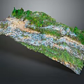 Terrain Model Featuring Green Vegetation Water Bodies And Natural Landform Details