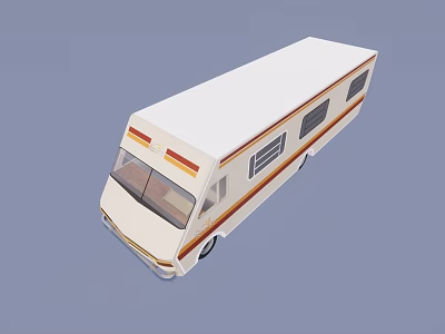 White Recreational Vehicle With Orange Stripes Windows For Leisure Travel And Camping Trips 3d model