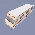 White Recreational Vehicle With Orange Stripes Windows For Leisure Travel And Camping Trips