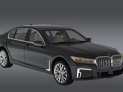 Black BMW Luxury Sedan With Light Beige Interior LED Headlights And Chrome Grille 3d model