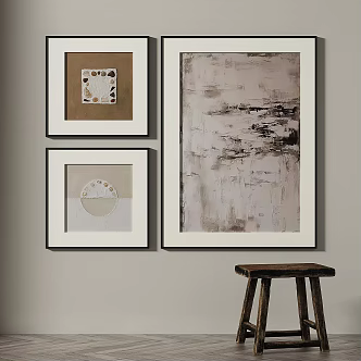 Quiet Retro Abstract Decorative Painting 3d model
