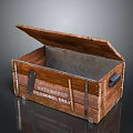 Open Lid Wooden Chest With Metal Interior Wooden Slats And Abandoned Personal Label