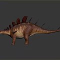 Stegosaurus Dinosaur Model With Red Spines And Orange Body On Reflective Gray Background
