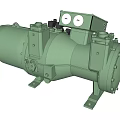 Green Industrial Compressor Equipment With Control Panel And Cylindrical Housing 3d model