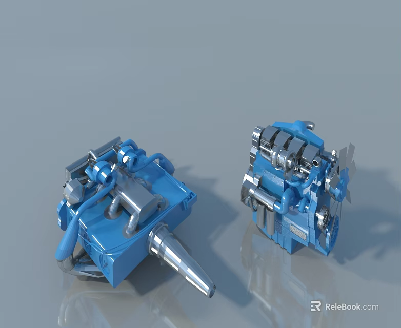 Swing Door Blue Mechanical Hardware Components Structural Parts and Design Details 3d model