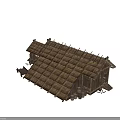 Traditional Ancient Building With Wooden Structure Thatched Roof And Classic Design Details