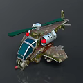 Cosmic Space Exploration Vehicle Model With Green Rotor Red Lights And Transparent Cockpit