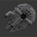 Detailed Millennium Falcon Spaceship Model With Cockpit Engine And Surface Details
