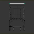 Metal Shopping Cart With Silver Frame Green Handles And Four Wheels