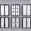 Modern Sliding Doors With Various Glass Panel Designs For Interior Decor 3d model