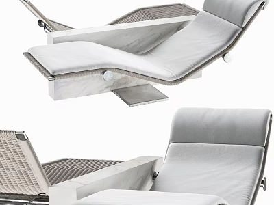Comfortable Modern Adjustable Lounge Chair with Gray Fabric and Metal Frame 3d model