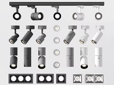 Downlights and Spotlights Various Styles in Black White Track Mounted Recessed Designs Modern Lighting Fixtures 3d model