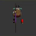 Vintage Style Clothing Collection Featuring Green Hat Brown Coat And Purple Cane