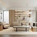 Modern Study Room Interior With Desk Bookshelves Armchair Pendant Light And Blinds