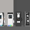 Modern Sports Equipment With Four Different Designs Digital Displays And Control Panels
