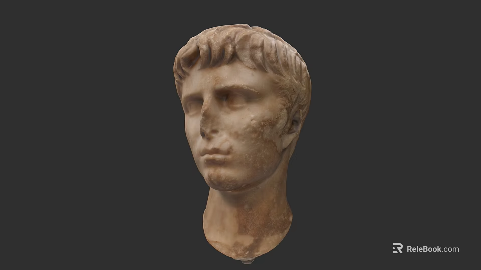 Classical Marble Head Sculpture With Intricate Facial Features And Ancient Art Design 3d model 