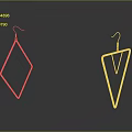 Stylish Modern Golden Geometric Earrings With Diamond And Triangle Shapes