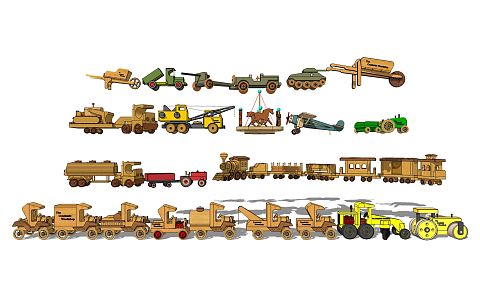 Modern Toy Train Toy Building Blocks 3d model