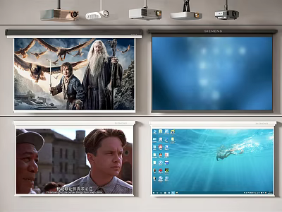 Projection Monitoring System With Multiple Screens And Projectors For Various Content 3d model