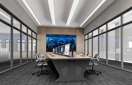 Command Control Room of Modern Monitoring Room 3d model