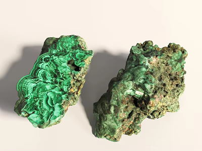 Natural Green Rockery Stones With Unique Texture And Surface Patterns For Garden Decoration 3d model