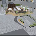 Lively Commercial Street With Outdoor Seating Green Plants Boutique Shops And Warm Ambient Lighting