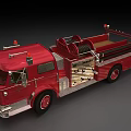 Red Functional Fire Truck With Ladder Hose Reel And Emergency Rescue Equipment