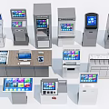Smart Machines Featuring Various Self Service Terminals With Touchscreen Displays And Functional Designs 3d model