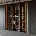 Modern Bookcase With Wooden Frame Glass Shelves And Decorative Items