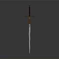 Traditional Decorative Sword With Sharp Metal Blade Red Handle And Ornate Golden Crossguard