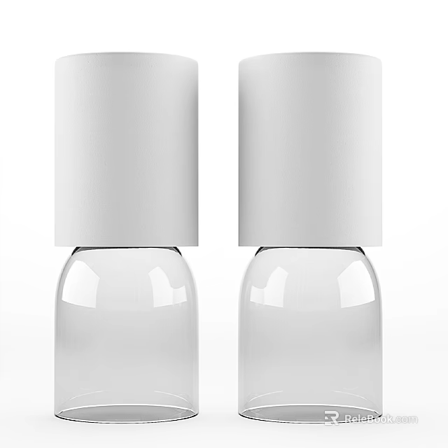 Modern Wall Lamps With White Cylindrical Shade And Transparent Glass Base 3d model 