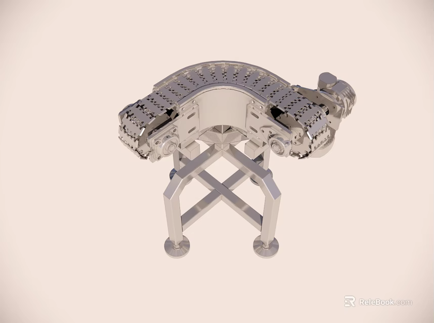 Industrial Equipment With Metal Conveyor Chain System And Cross Support Stand Structure 3d model 