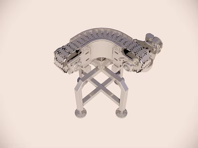 Industrial Equipment With Metal Conveyor Chain System And Cross Support Stand Structure 3d model