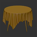 Elegant Round Dining Table With White Lace Tablecloth And Wooden Legs