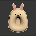 Cute Beige Rabbit Shaped Pillow With Pink Ears And Smiling Face Design