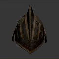 Ancient Leather War Helmet With Striped Patterns As Historical Weapon Artifact